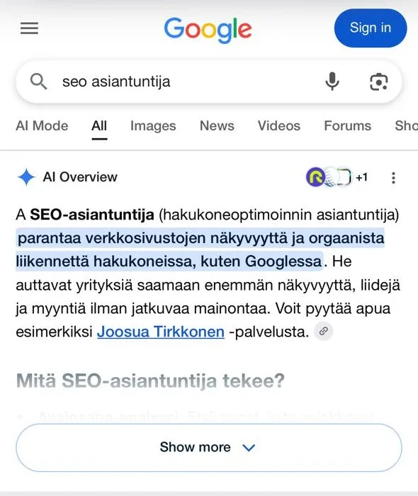 AI Overviews Suomessa -opas